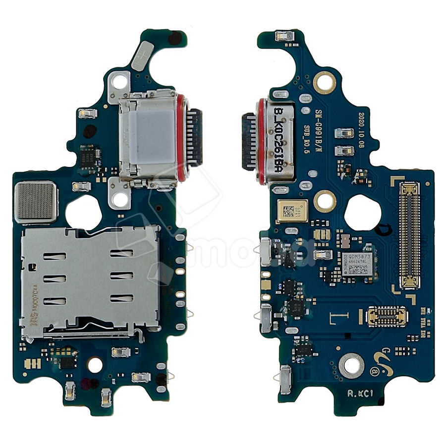 Шлейф для Samsung Galaxy S21 (G991B/EU version) плата системный разъем/разъем SIM/микрофон - Премиум