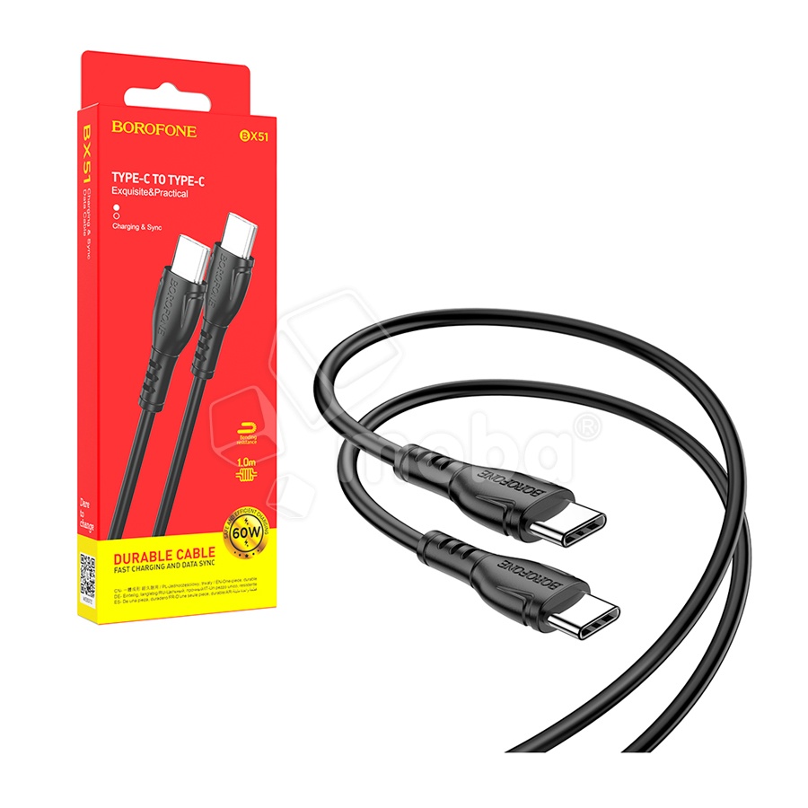 Кабель Type-C - Type-C Borofone BX51 (5A, 60W, PD) Черный