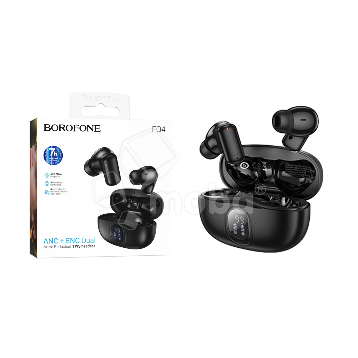 Беспроводные наушники Bluetooth Borofone FQ4 (TWS, вакуумные, с дисплеем, ANC) Черный