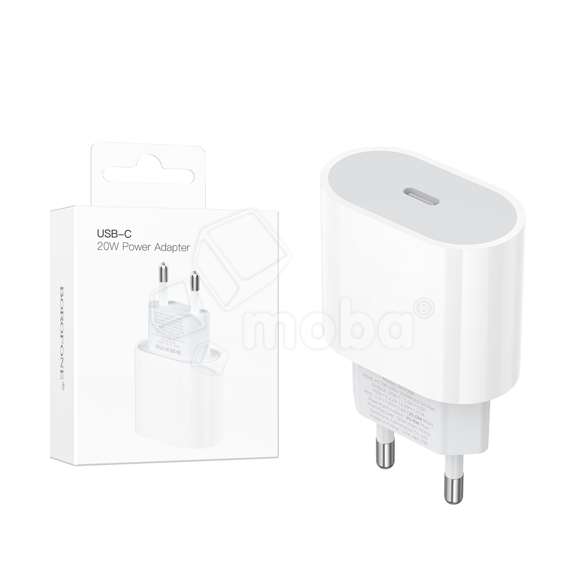 Сетевое зарядное устройство Type-C Borofone BA100A (20W, PD) Белый
