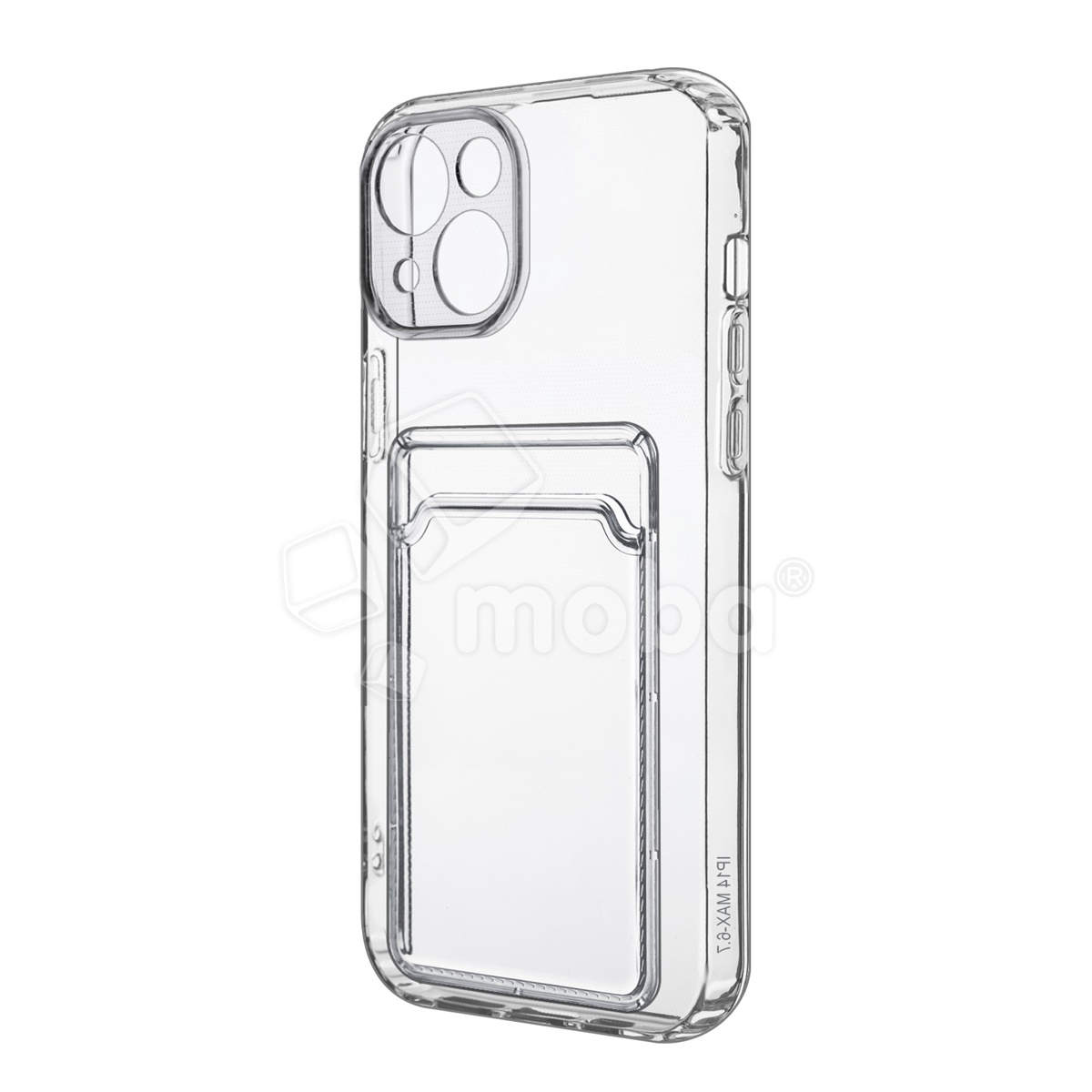 Чехол-накладка для iPhone 14 Plus (с защитой камеры, карманом для карт, прозрачный)