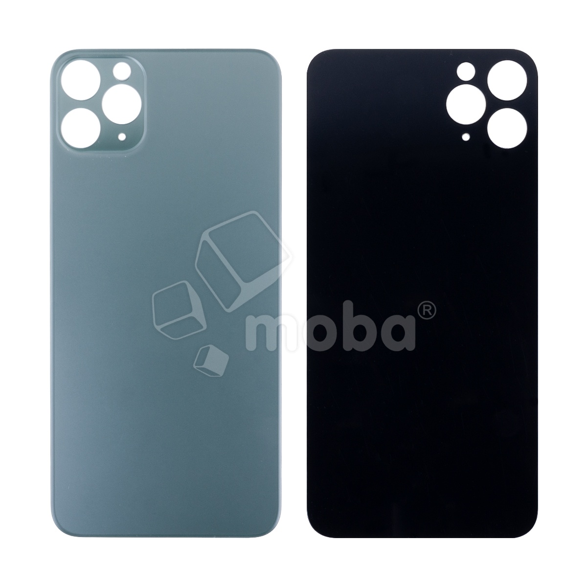 Задняя крышка для iPhone 11 Pro Max (A2218) Темно-зеленый (стекло, монолит, широкий вырез под камеру, логотип) - Премиум