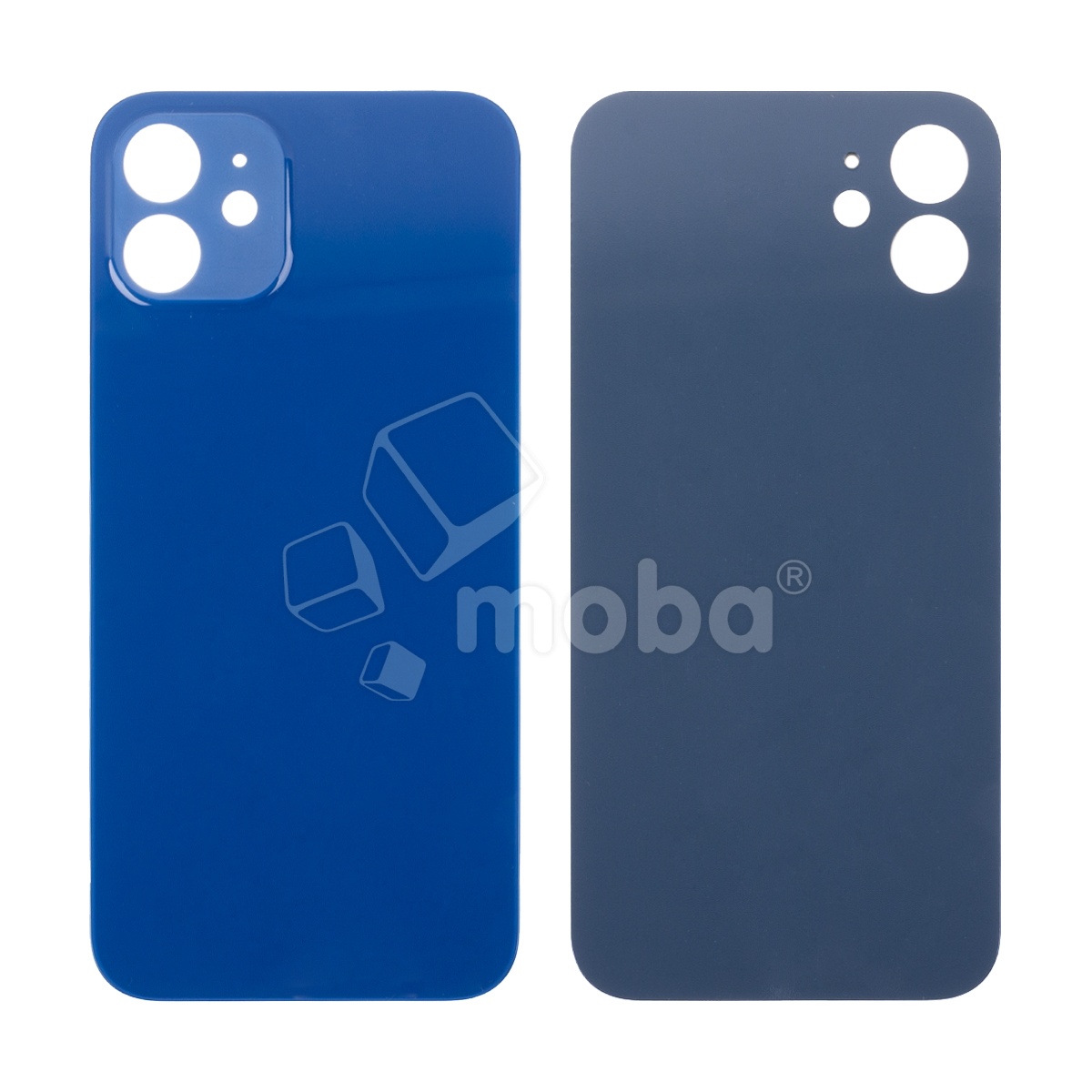 Задняя крышка для iPhone 12 (A2403) Синий (стекло, монолит, широкий вырез под камеру, логотип) - Премиум