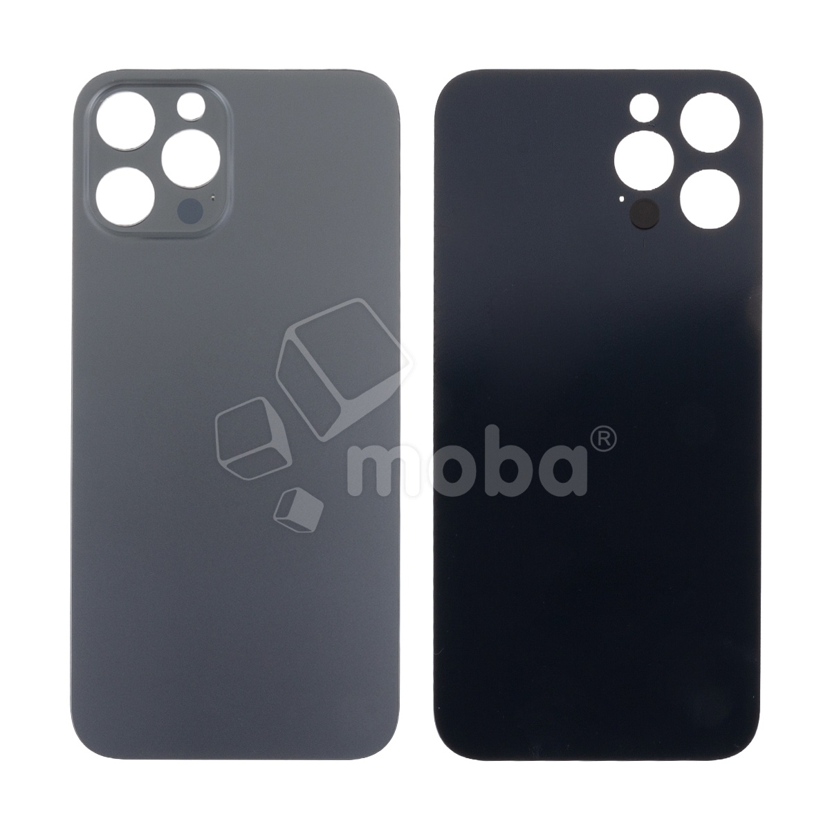 Задняя крышка для iPhone 12 Pro Max (A2411) Серый (стекло, узкий вырез под камеру, логотип) - Премиум