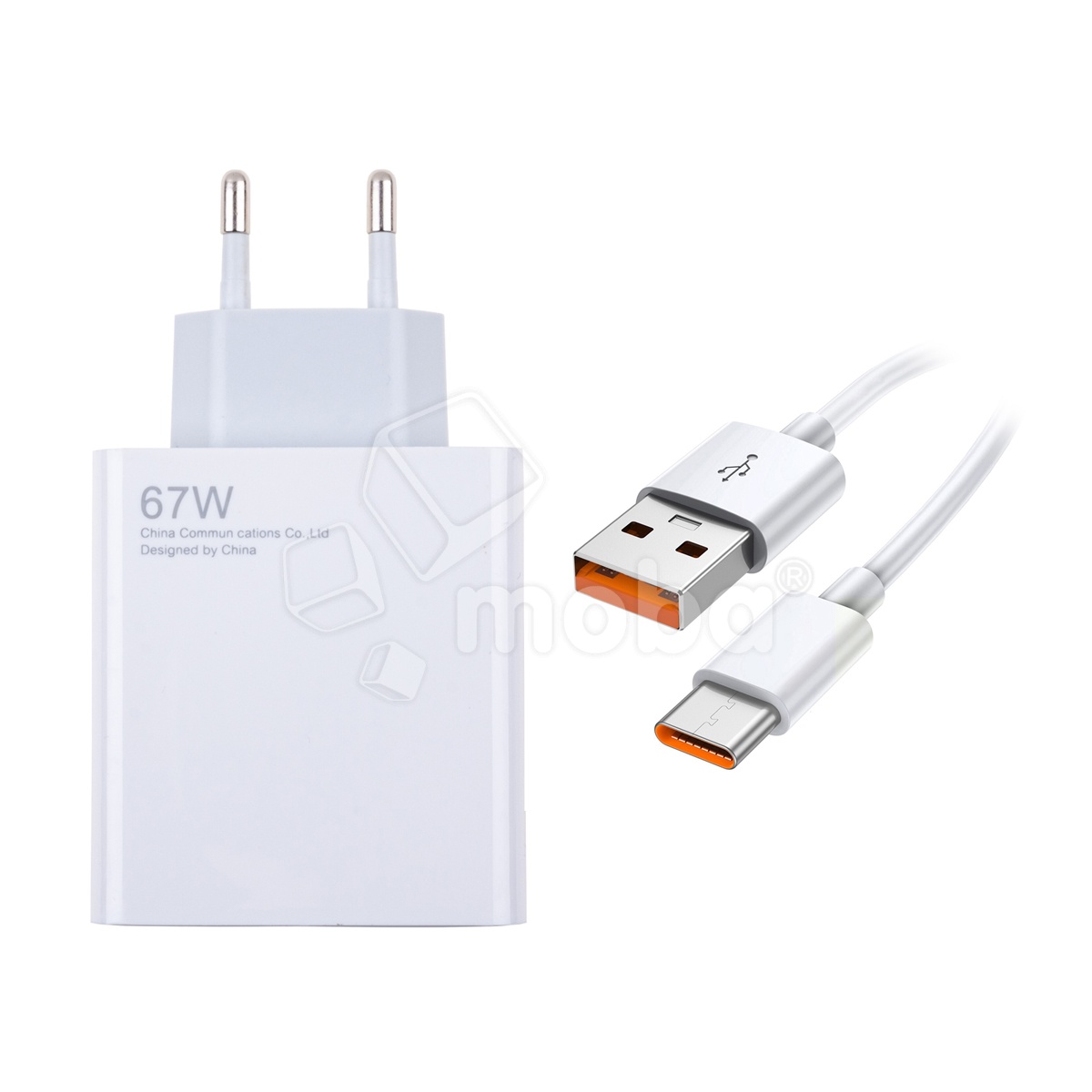 Сетевое зарядное устройство USB для Xiaomi Turbo Charger (67W, QC3.0, кабель Type-C с чипом IC) Белый