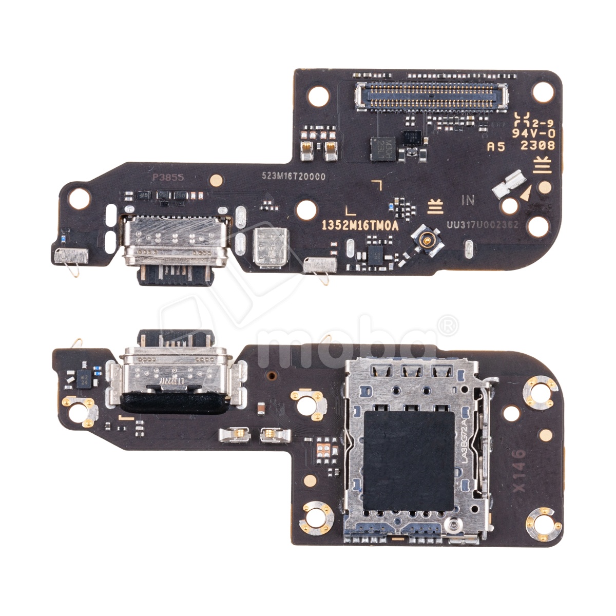 Шлейф для Xiaomi Poco F5 (23049PCD8G) плата системный разъем/разъем SIM/микрофон - Премиум
