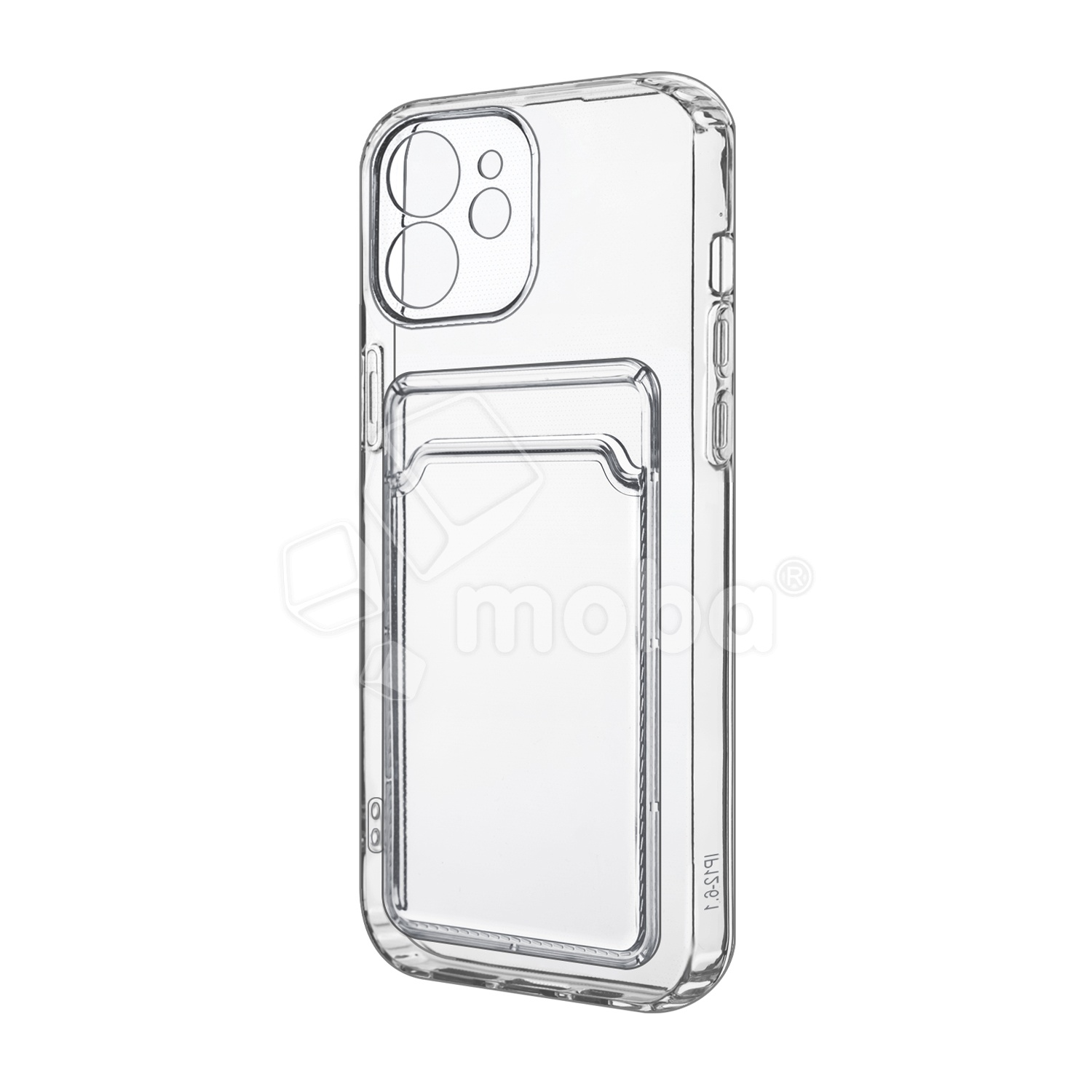 Чехол-накладка для iPhone 12 (с защитой камеры, карманом для карт, прозрачный)