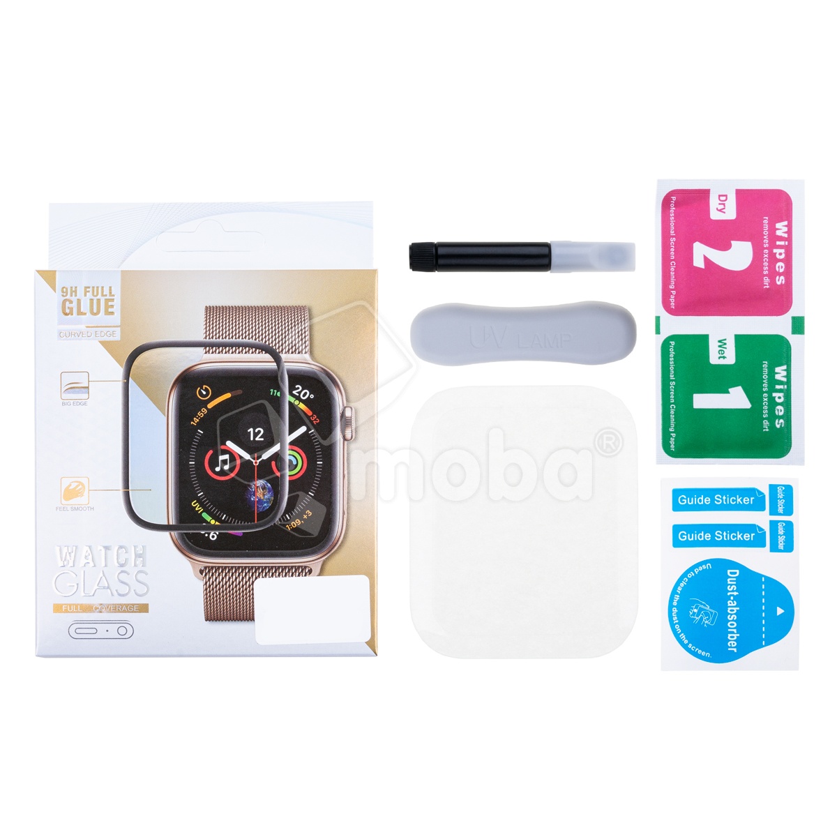 Защитное стекло "UV комплект" для Apple Watch 10/11 (42 мм) (клей, лампа)