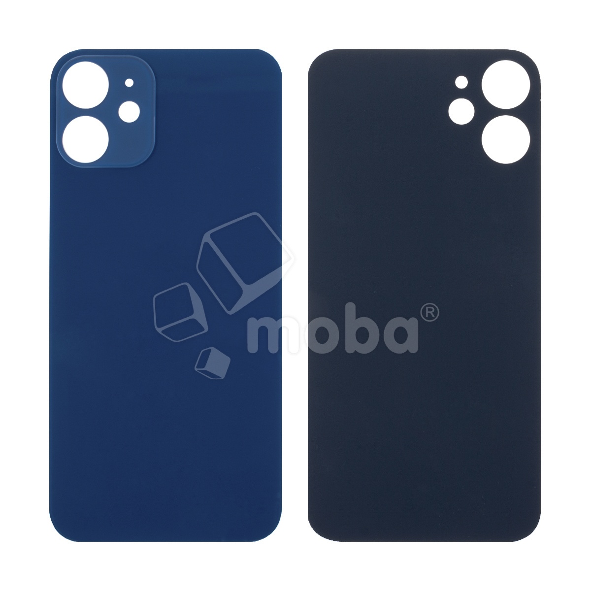 Задняя крышка для iPhone 12 mini (A2399) Синий (стекло, широкий вырез под камеру, логотип)
