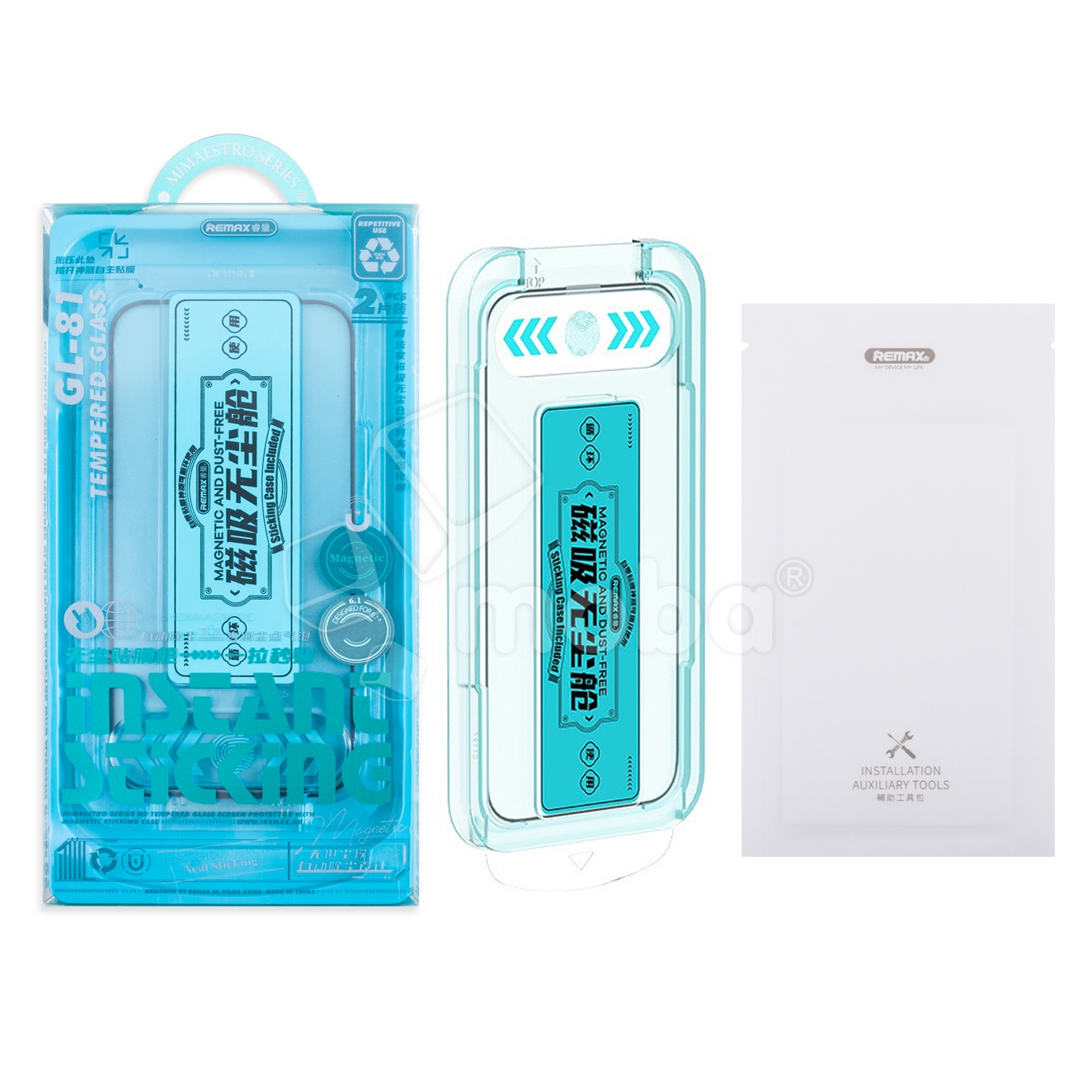 Защитное стекло Remax Tempered Glass GL-81 для iPhone 16 Plus (2 шт., бокс для ровной установки) Черный