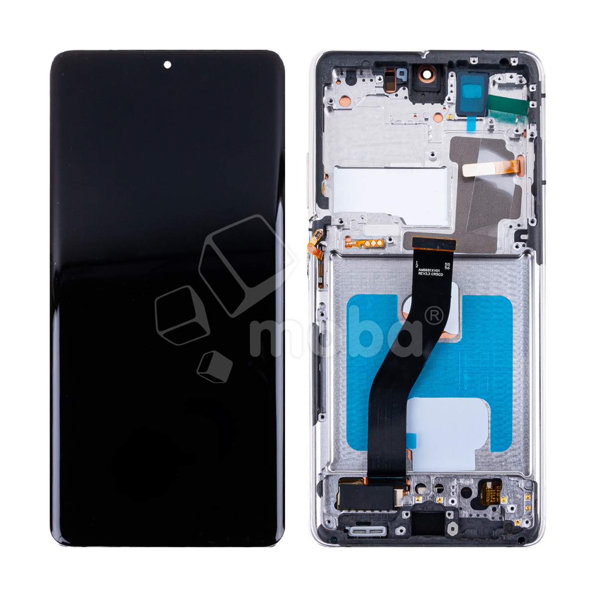 Дисплей для Samsung Galaxy S21 Ultra (G998B) модуль с рамкой Серебро - (OLED) (Full Size) (Full HD, 500 Кд/м²)