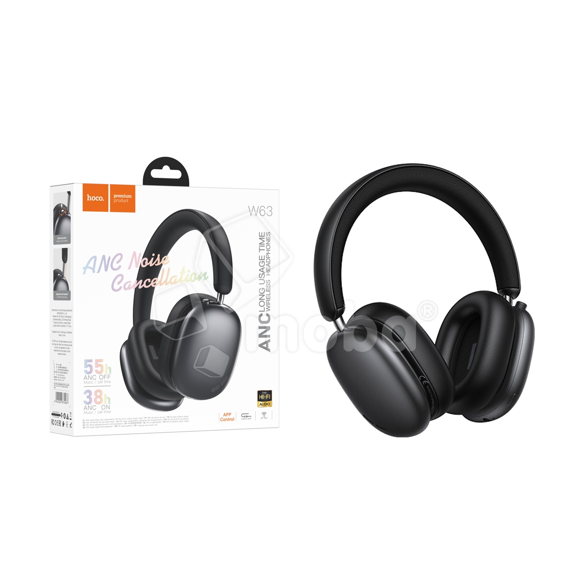 Беспроводные наушники Bluetooth Hoco W63 (накладные, ANC) Черный
