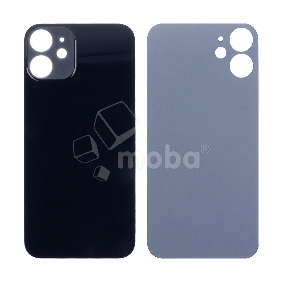Задняя крышка для iPhone 12 mini (A2399) Черный (стекло, монолит, широкий вырез под камеру, логотип) - Премиум