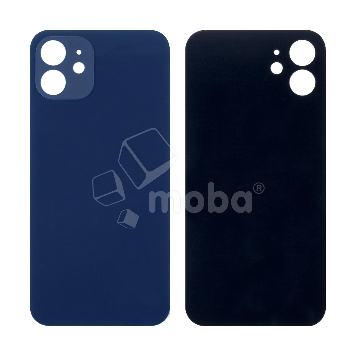 Задняя крышка для iPhone 12 (A2403) Синий (стекло, широкий вырез под камеру, логотип)