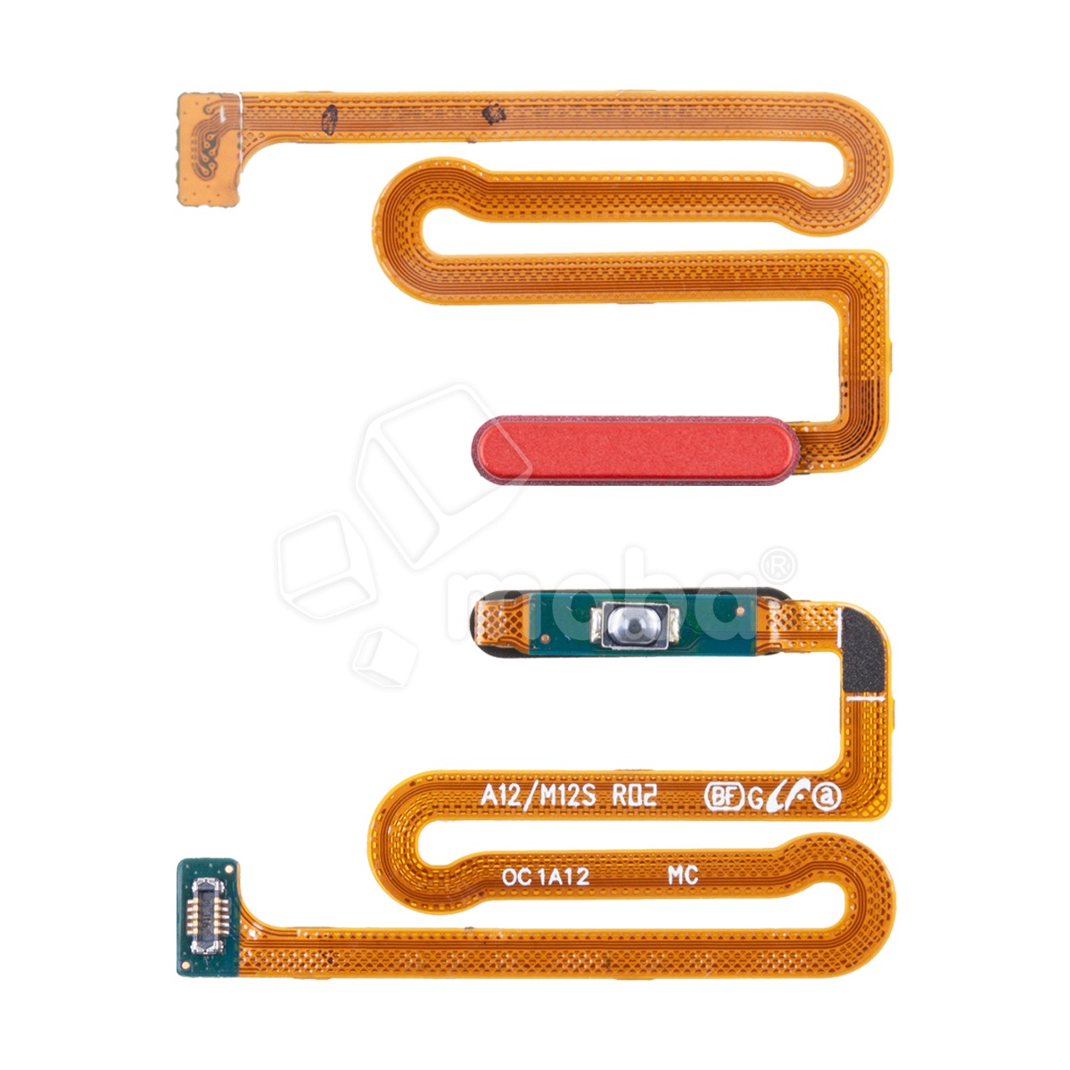Шлейф для Samsung Galaxy M12/A12/A12 Nacho (M127F/A125F/A127F) сканер отпечатка пальцев Красный