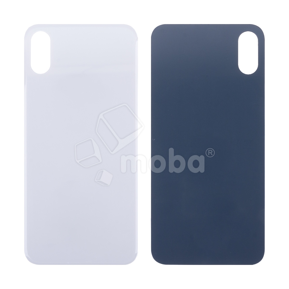 Задняя крышка для iPhone Xs (A2097/A1920) Белый (стекло, монолит, широкий вырез под камеру, логотип) - Премиум