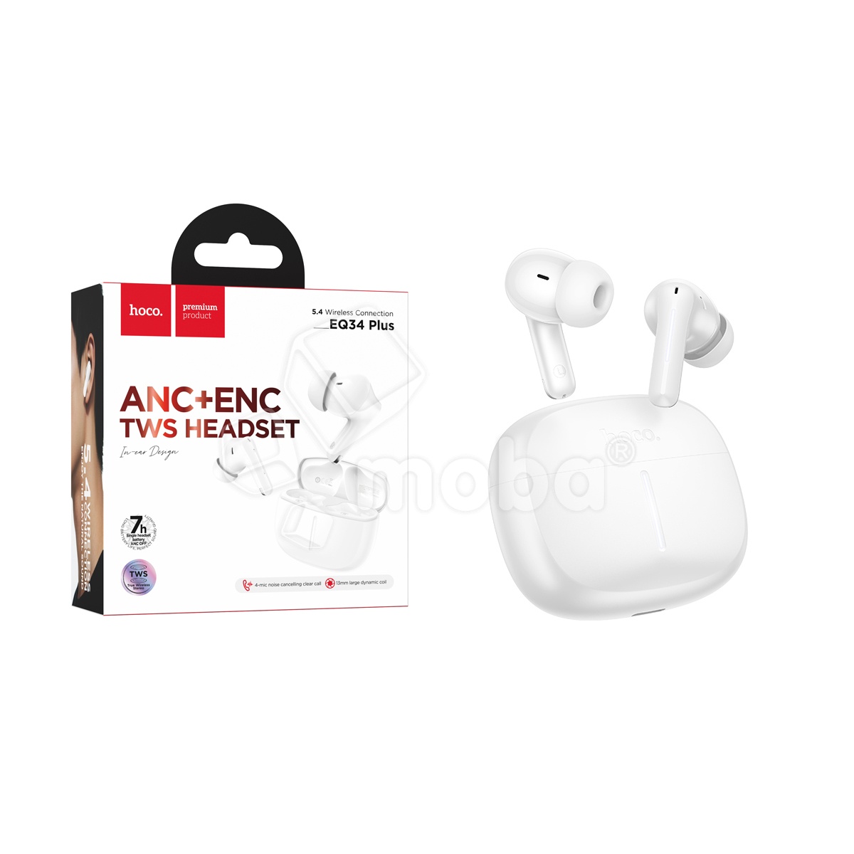 Беспроводные наушники Bluetooth Hoco EQ34 Plus (TWS, вакуумные, ANC) Белый
