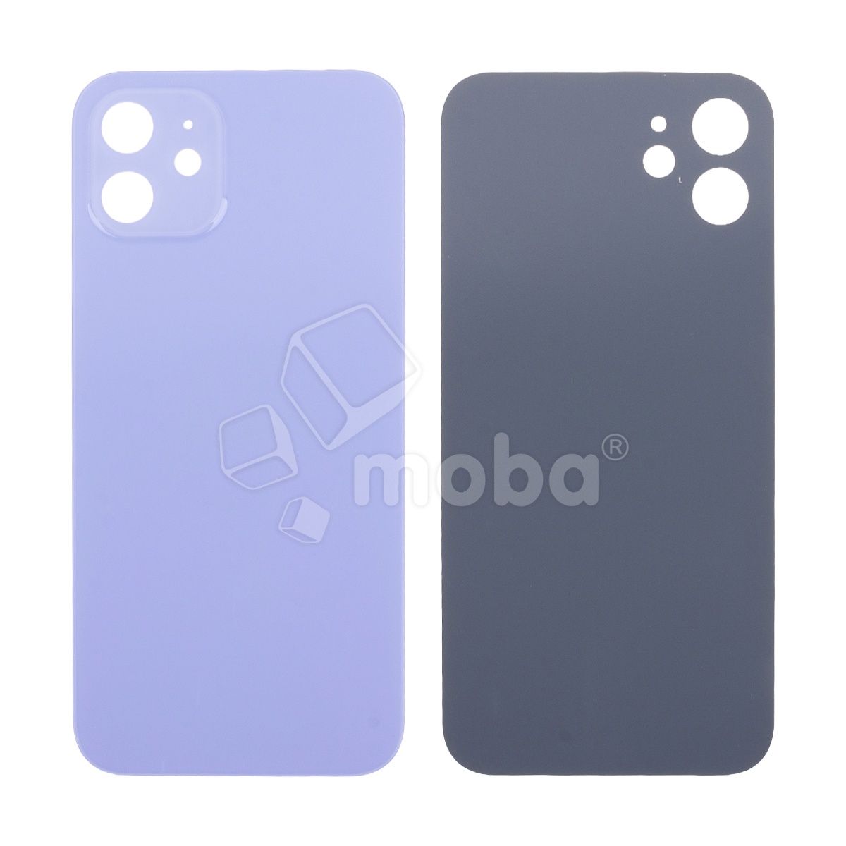 Задняя крышка для iPhone 12 (A2403) Фиолетовый (стекло, узкий вырез под камеру, логотип) - Премиум