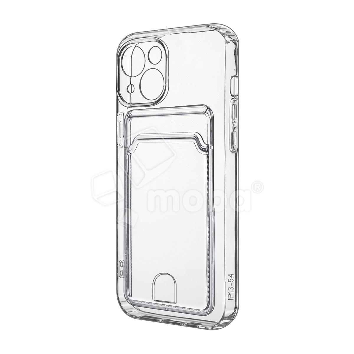 Чехол-накладка для iPhone 13 mini (с защитой камеры, карманом для карт, прозрачный)