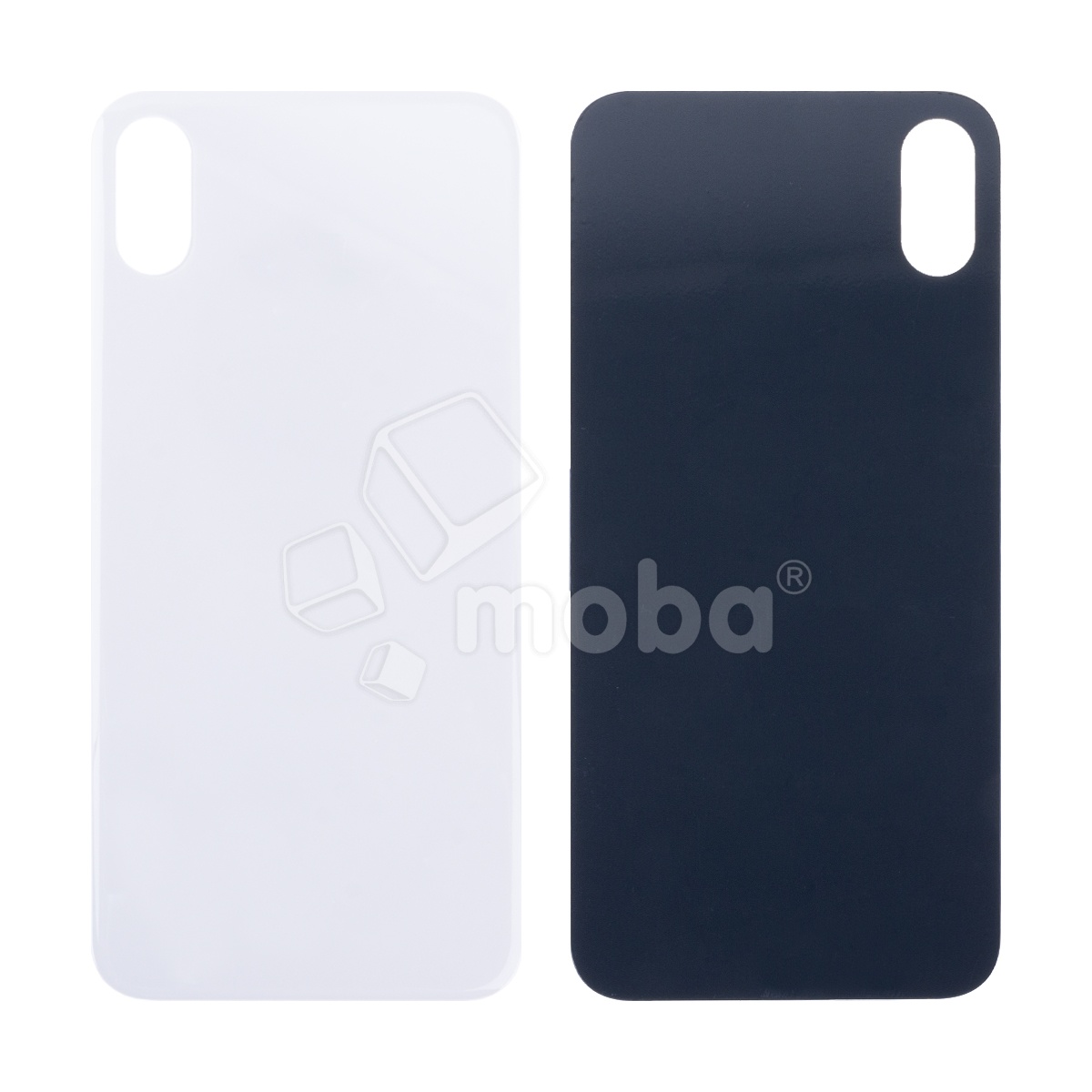Задняя крышка для iPhone X (A1865/A1901) Белый (стекло, монолит, широкий вырез под камеру, логотип) - Премиум