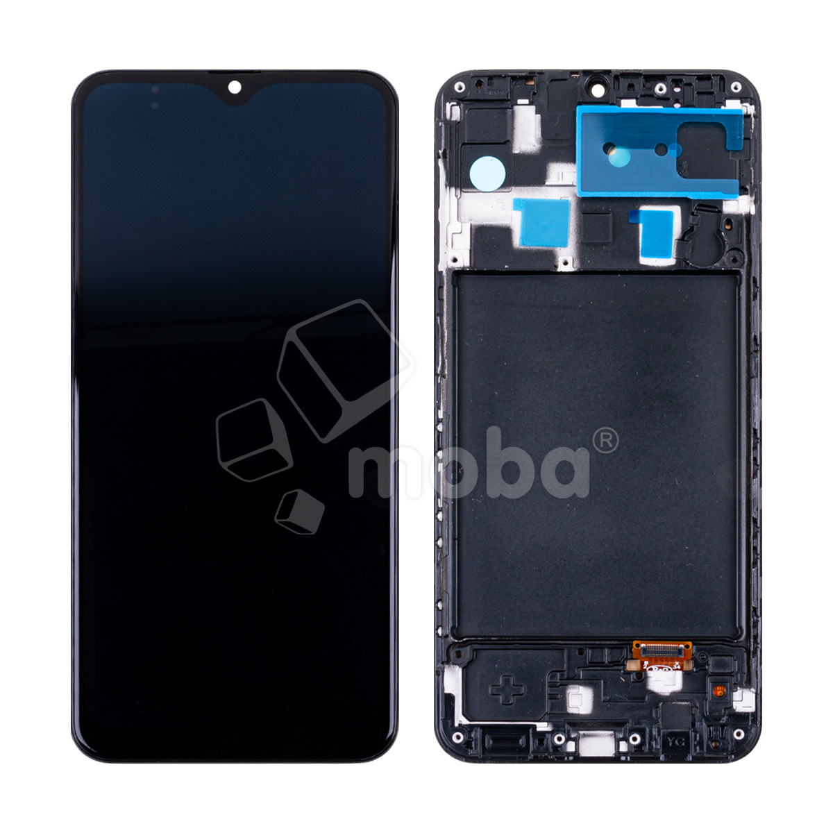 Дисплей для Samsung Galaxy A20 (A205F) модуль с рамкой Черный - (OLED) (HD, 400 Кд/м²)