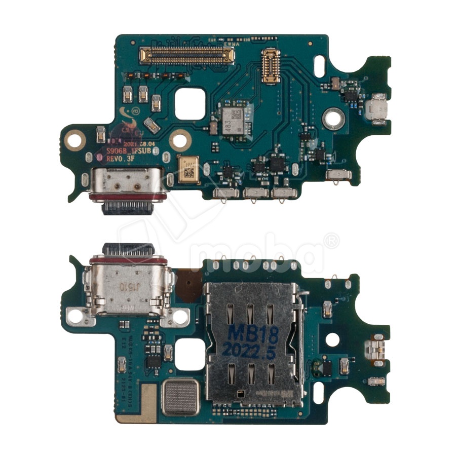 Шлейф для Samsung Galaxy S22+ (S906B/EU version) плата системный разъем/разъем SIM/микрофон - Премиум