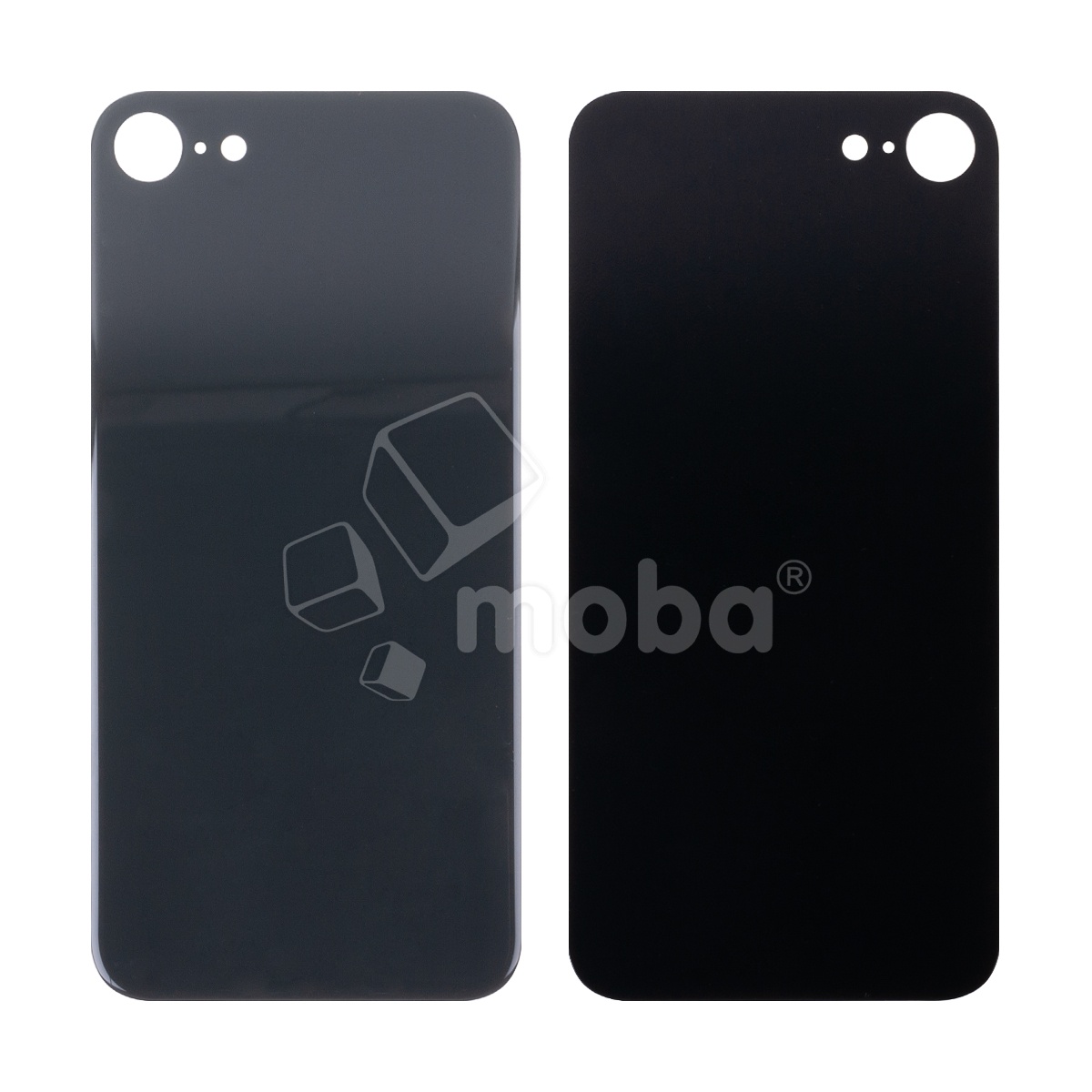 Задняя крышка для iPhone SE 2020 (A2296) Черный (стекло, монолит, широкий вырез под камеру, логотип) - Премиум