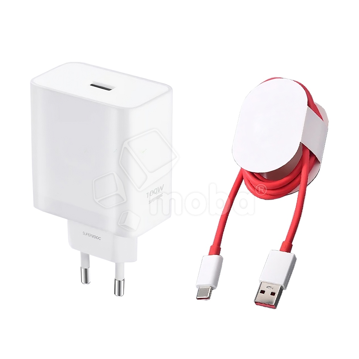 Сетевое зарядное устройство USB для OnePlus/OPPO/Realme/Vivo (100W, SuperVOOC, кабель Type-C) Белый