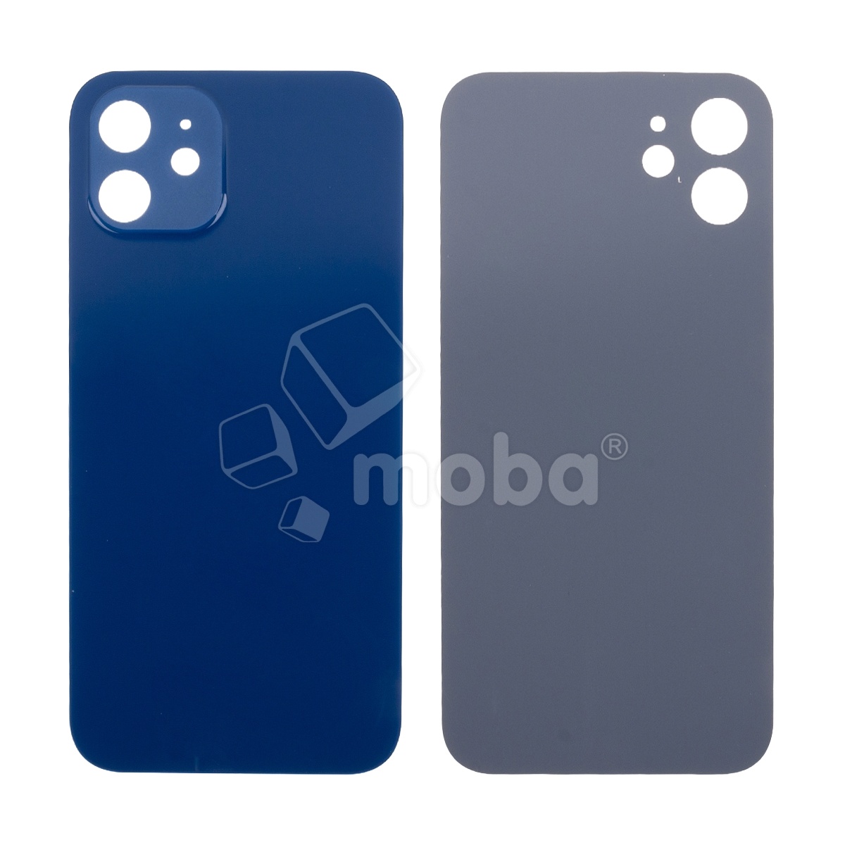 Задняя крышка для iPhone 12 (A2403) Синий (стекло, узкий вырез под камеру, логотип) - Премиум