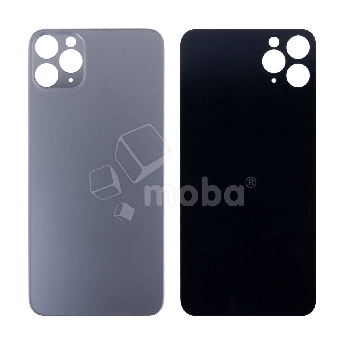 Задняя крышка для iPhone 11 Pro Max (A2218) Серый (стекло, монолит, широкий вырез под камеру, логотип) - Премиум