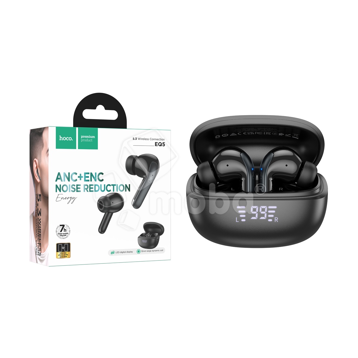 Беспроводные наушники Bluetooth Hoco EQ5 (TWS, вакуумные, с дисплеем, ANC/ENC) Черный