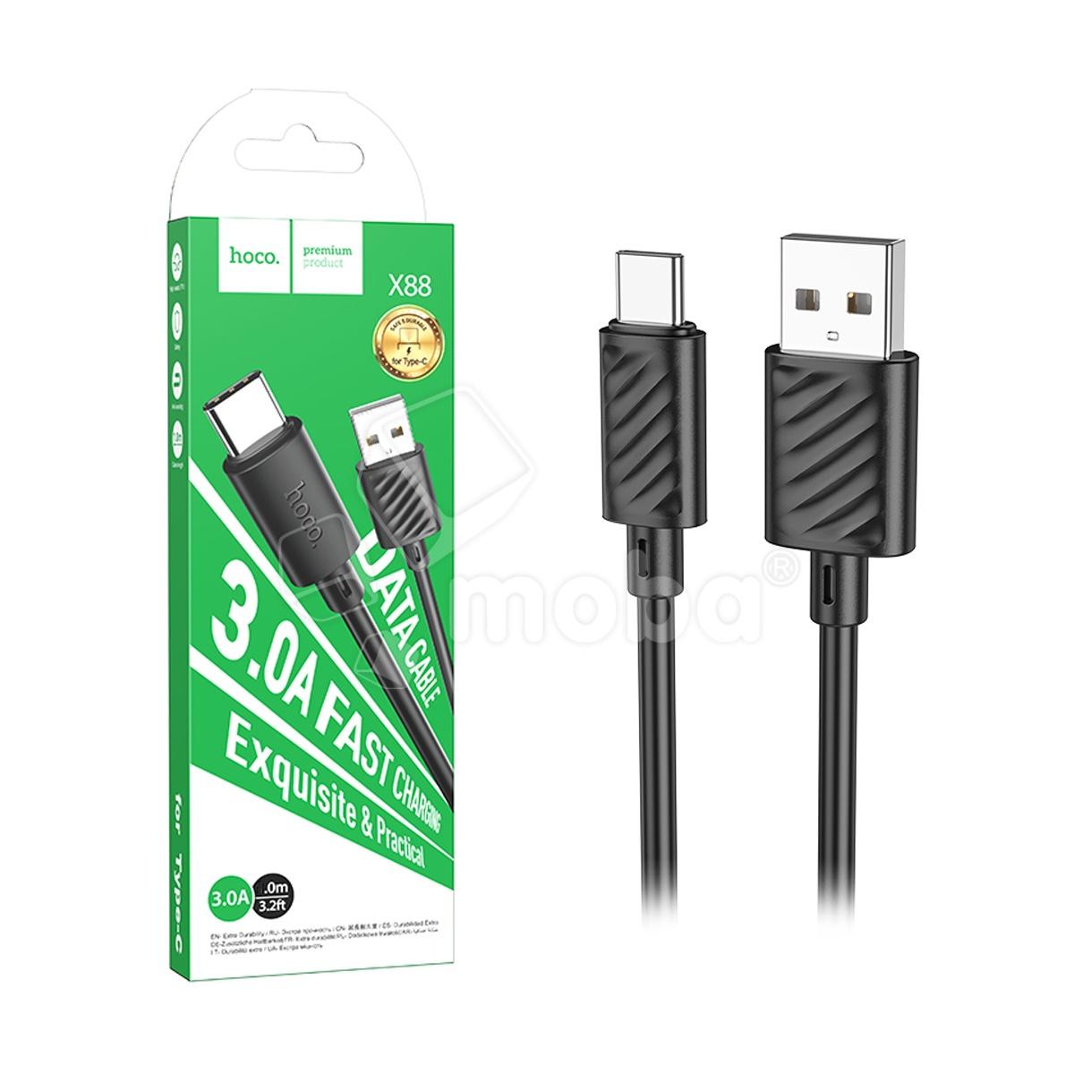 Кабель USB - Type-C Hoco X88 (3A, 2 м) Черный
