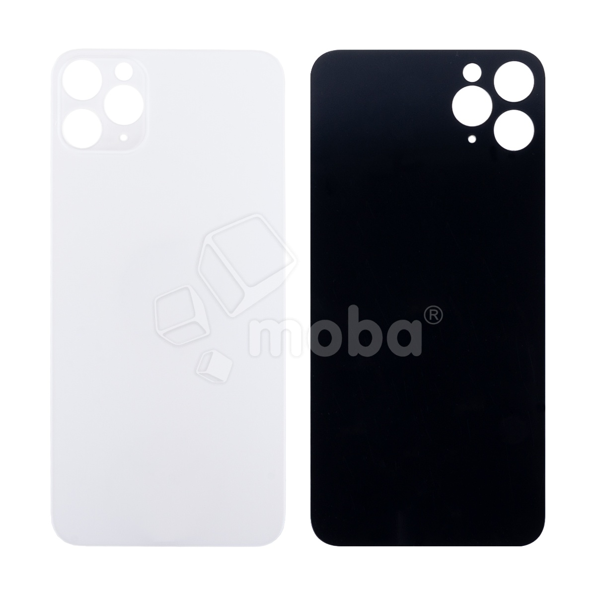 Задняя крышка для iPhone 11 Pro Max (A2218) Белый (стекло, монолит, широкий вырез под камеру, логотип) - Премиум