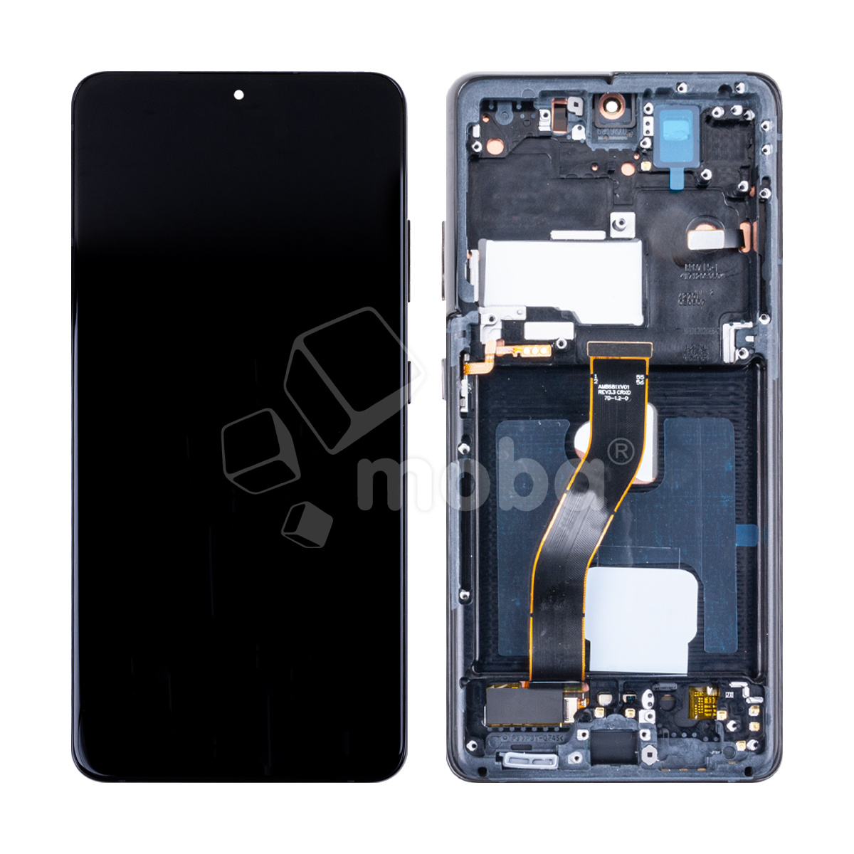 Дисплей для Samsung Galaxy S21 Ultra (G998B) модуль с рамкой Черный - (OLED) (Full Size) (Full HD, 500 Кд/м²)