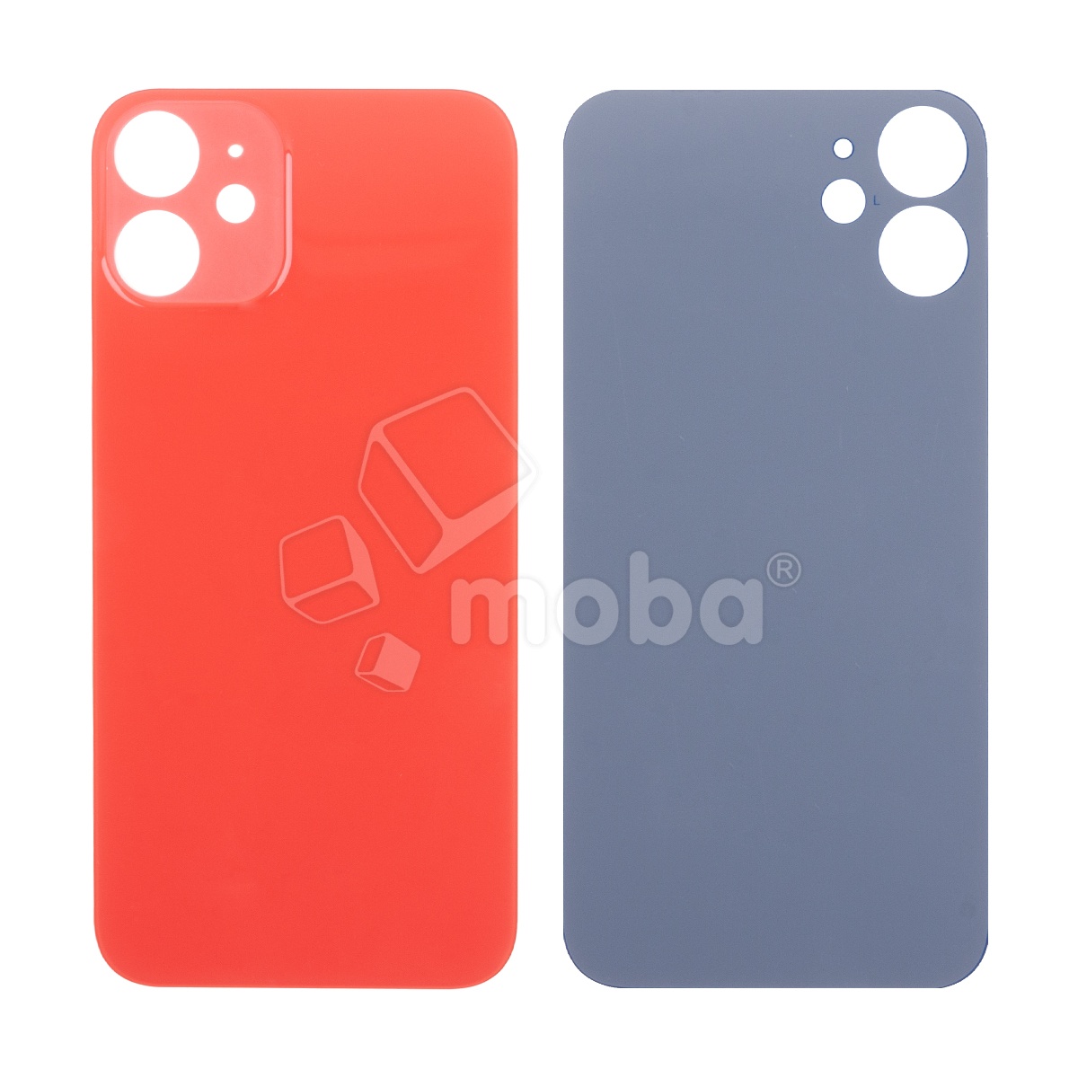 Задняя крышка для iPhone 12 mini (A2399) Красный (стекло, монолит, широкий вырез под камеру, логотип) - Премиум
