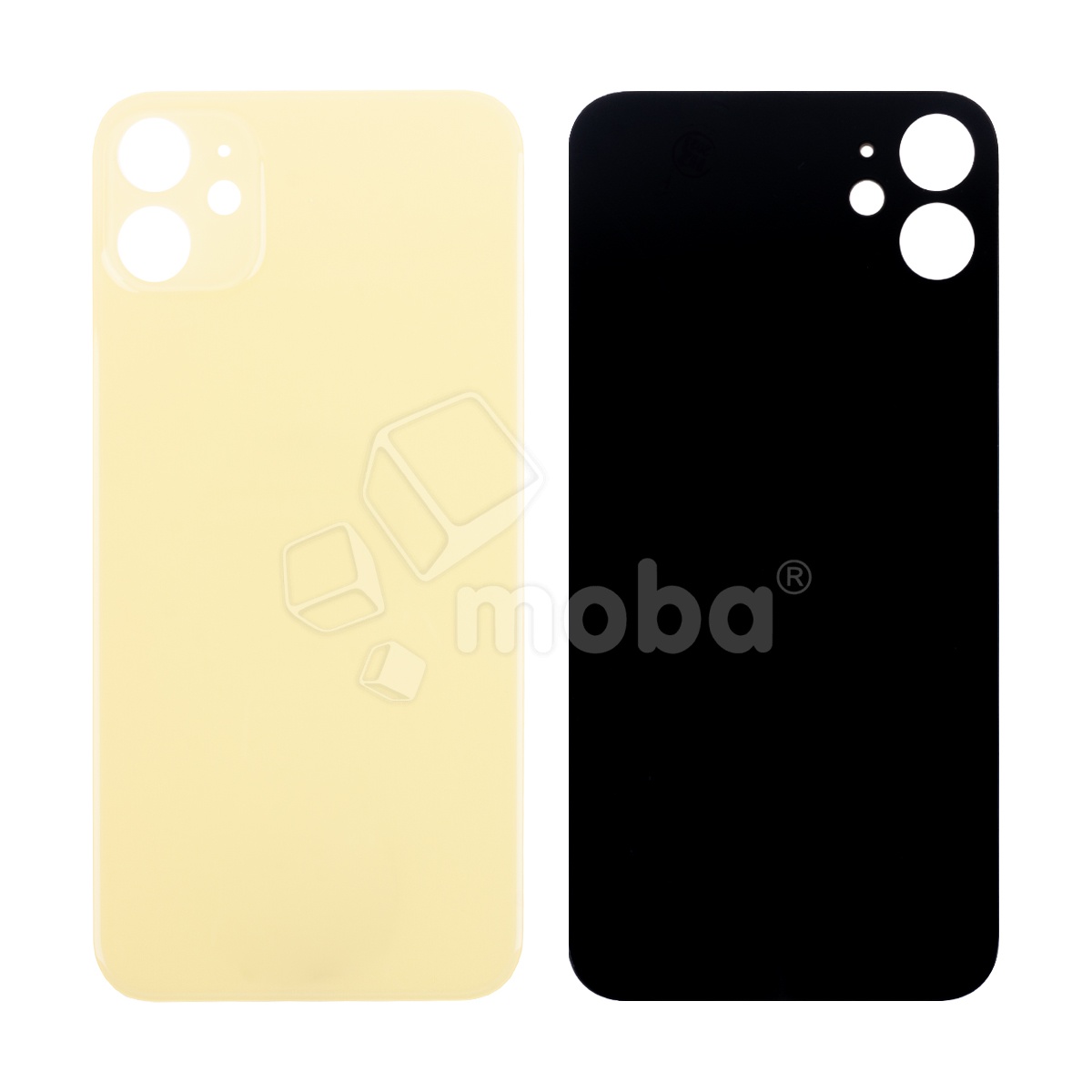 Задняя крышка для iPhone 11 (A2221) Желтый (стекло, монолит, широкий вырез под камеру, логотип) - Премиум