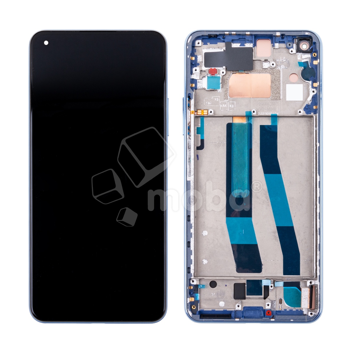Дисплей для Xiaomi 11 Lite 5G NE/Mi 11 Lite 4G/5G (2109119DG/M2101K9AG/M2101K9G) модуль с рамкой Синий - OR