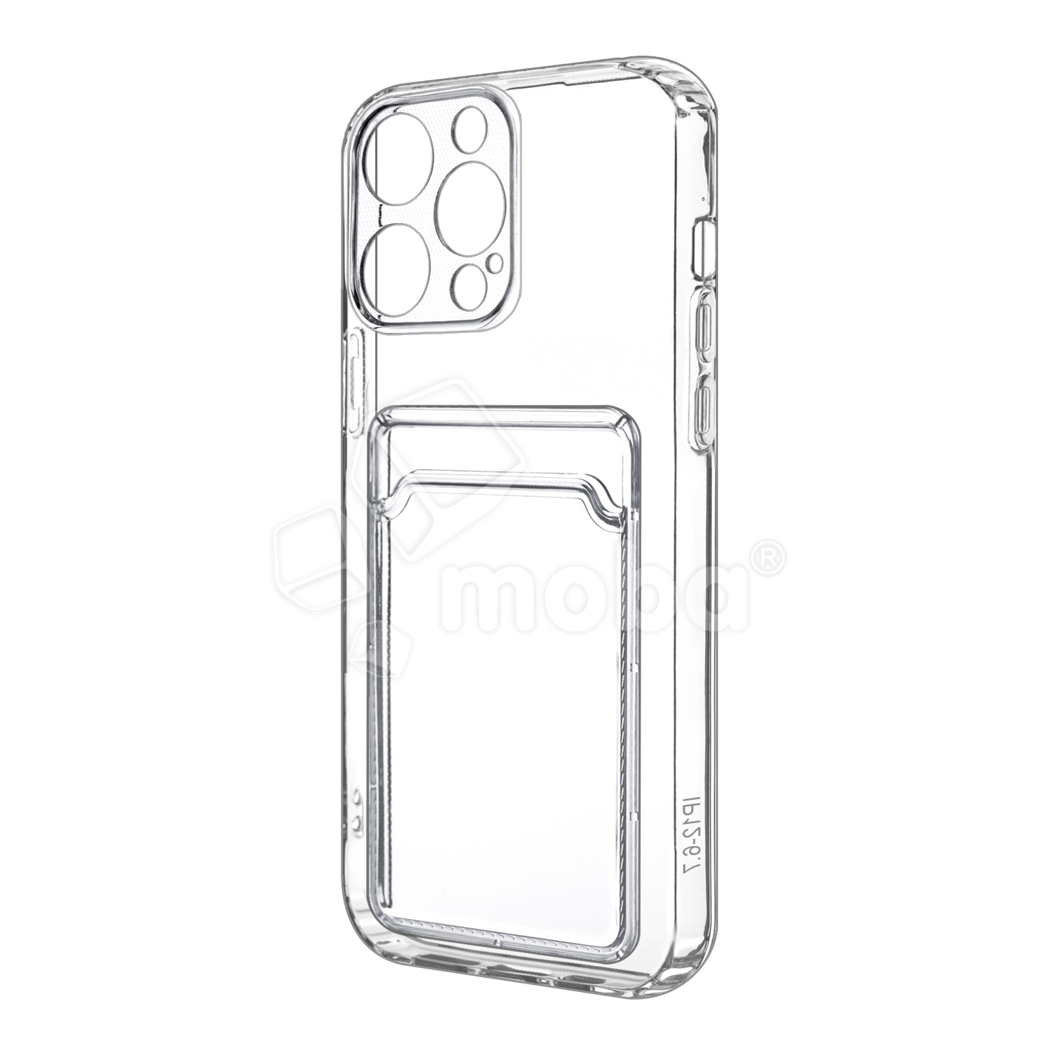 Чехол-накладка для iPhone 12 Pro Max (с защитой камеры, карманом для карт, прозрачный)