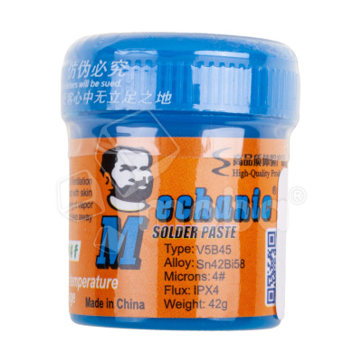 Паста паяльная Mechanic V5B45 (42 г, низкотемпературная 138°C, бессвинцовая)