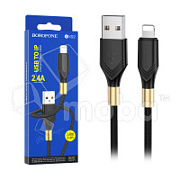 Кабель USB - Lightning Borofone BX92 (2.4A, оплетка ткань) Черный