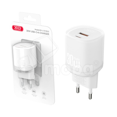 Сетевое зарядное устройство USB/Type-C XO L151 (30W, QС3.0, PD, 2 порта) Белый